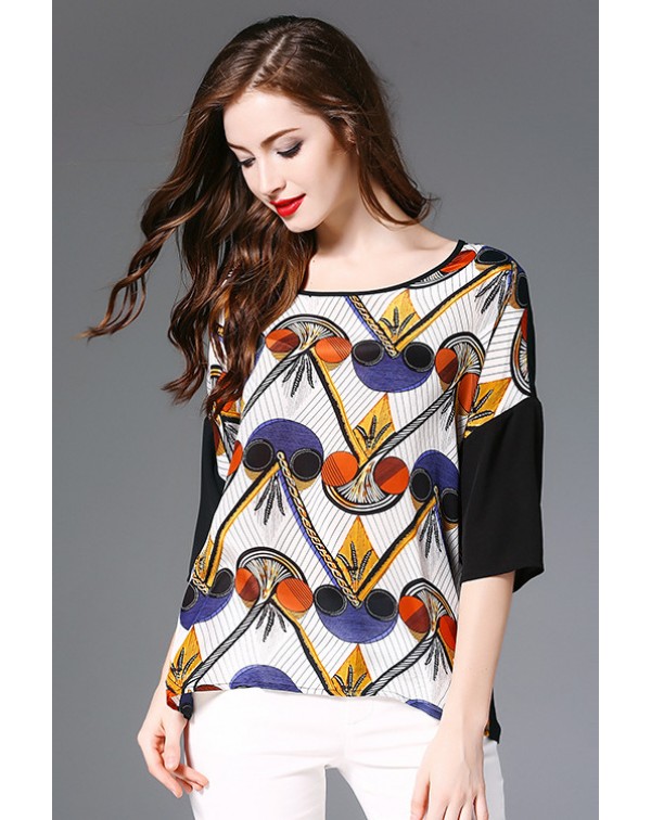 Print Half Sleeves Blouse